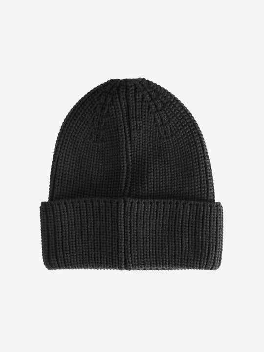 Black knit beanie,back view
