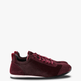 Burgundy shoes, side view