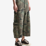 Green pants, full body view