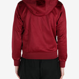 Red Hoodie worn by a person, showing the Hoodie fit