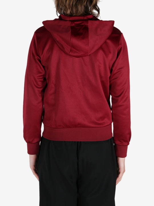 Red Hoodie worn by a person, showing the Hoodie fit
