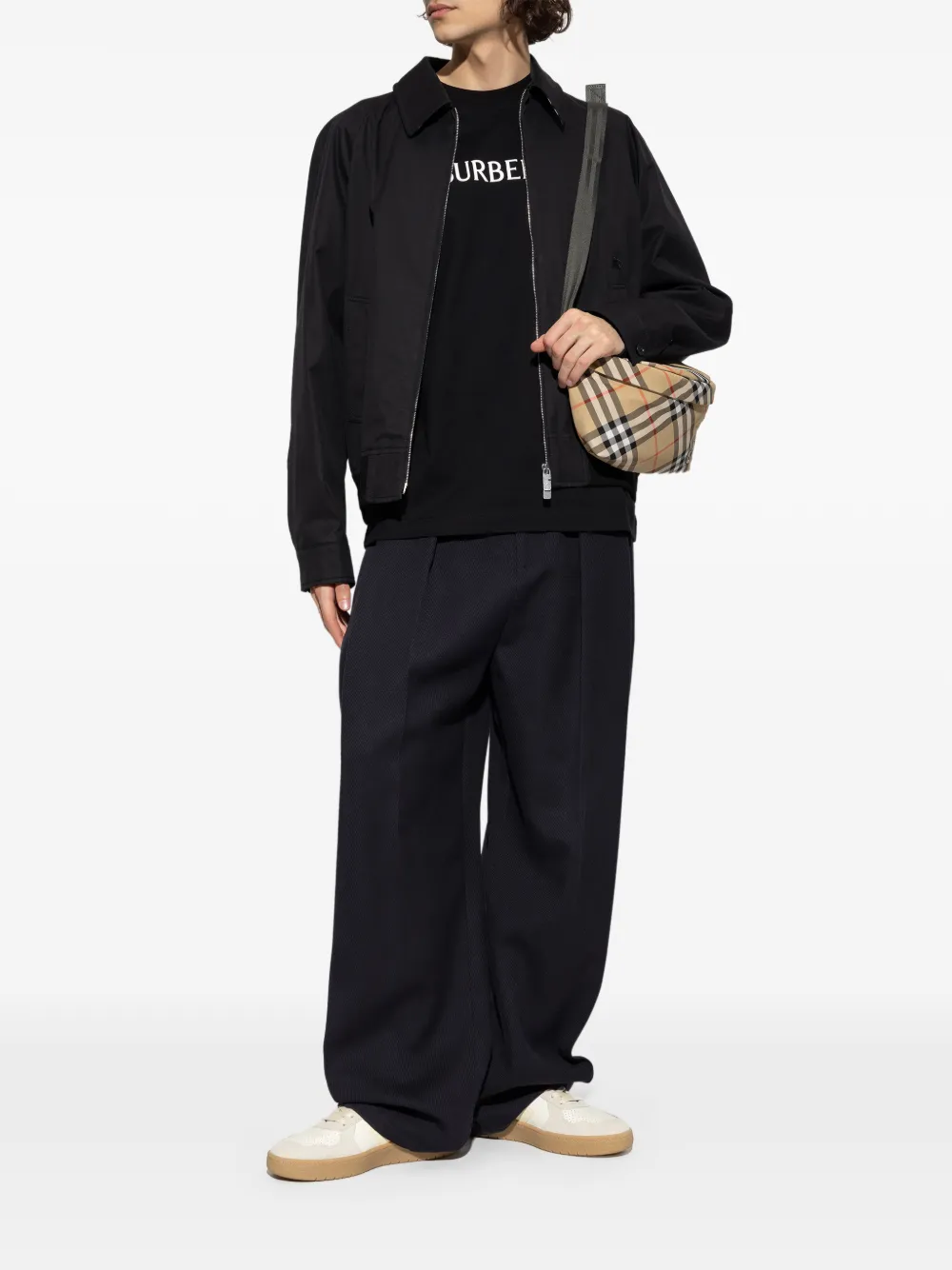 Black t-shirts, full body view