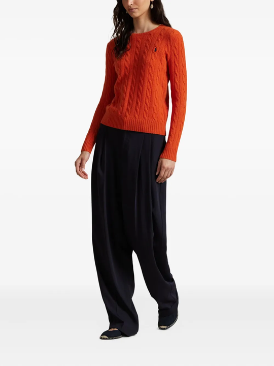 Orange knitwear, full body view