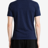 Navy t-shirt worn by a person, showing the t-shirt fit