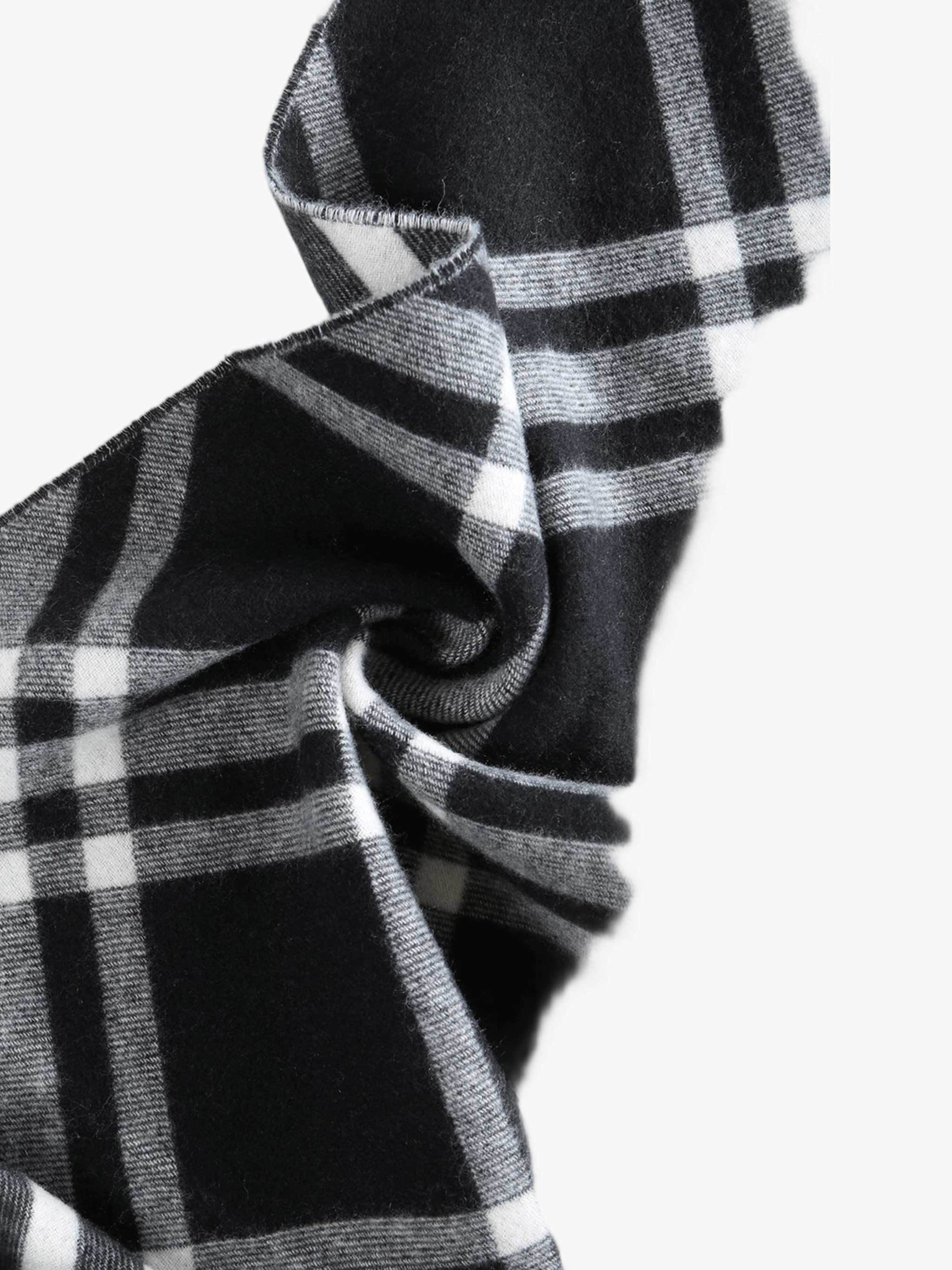 Close up of Black scarf, showing texture of the 100% wool fabric