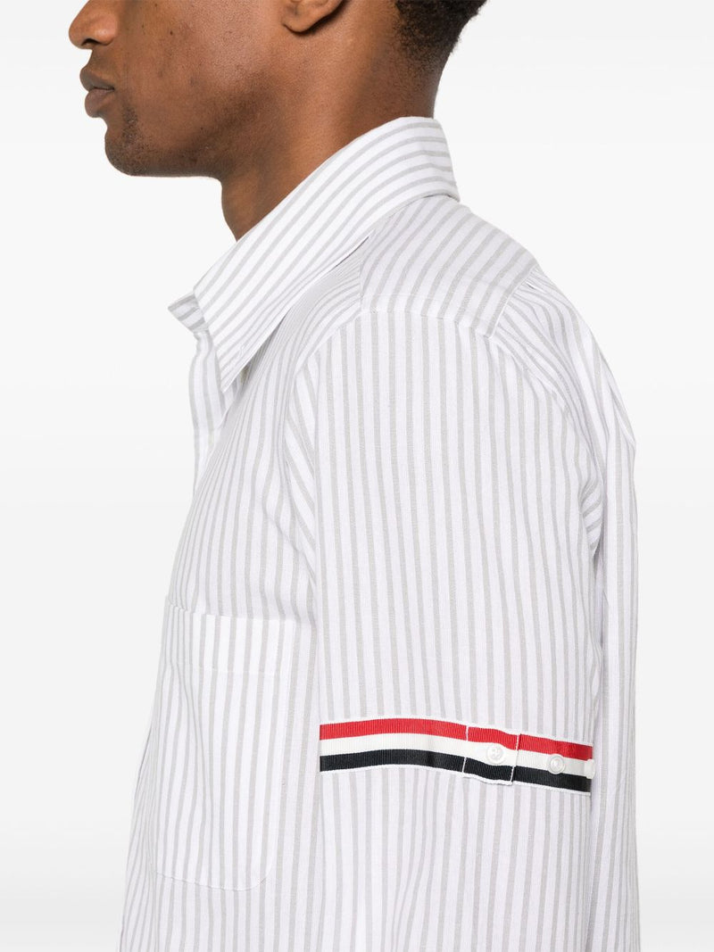 THOM BROWNE - Men Straight Fit BD PC L/S  W/GG Armband Stripe Madras Shirt