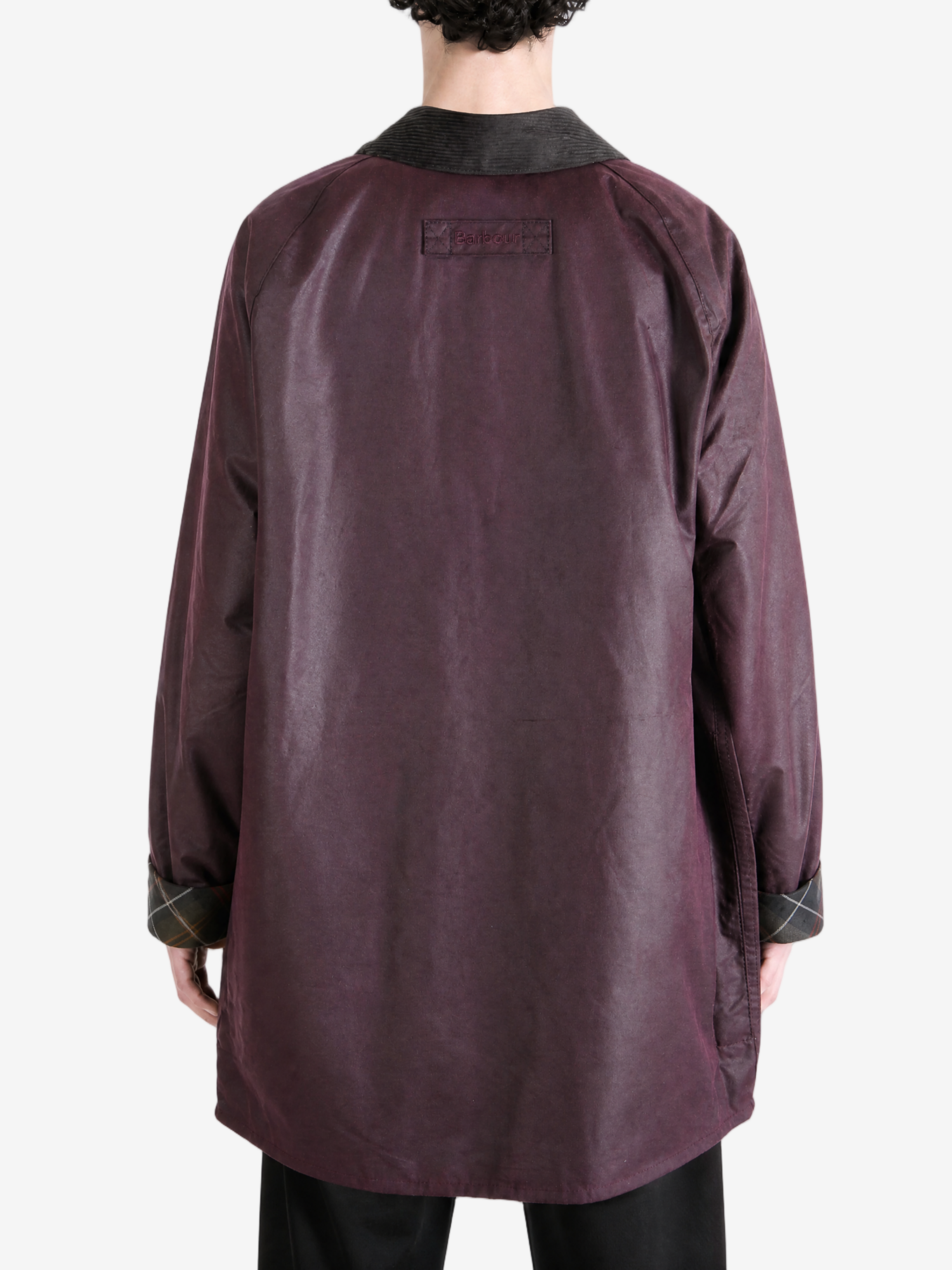 Burgundy jacket, full body view