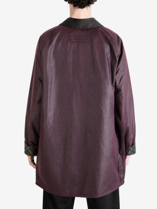 Burgundy jacket, full body view
