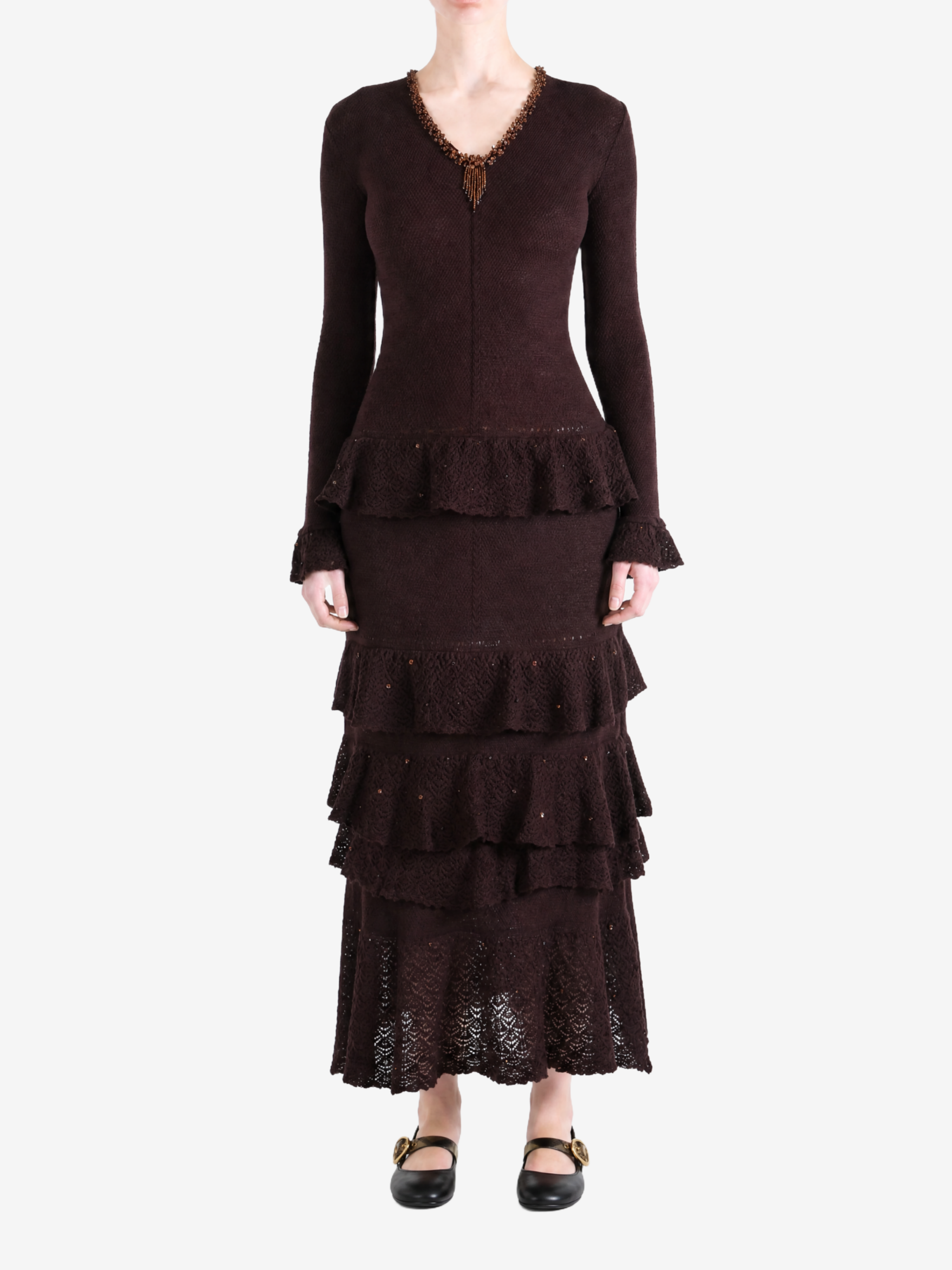 Brown dress, full body view