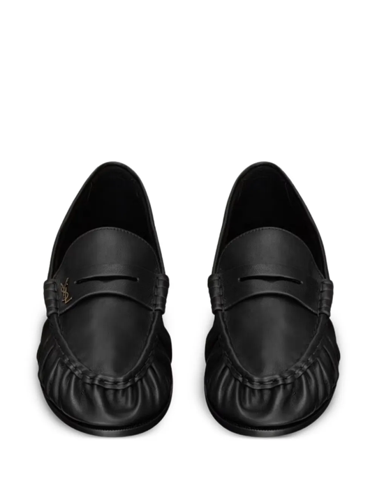 black loafers-mules,top  view
