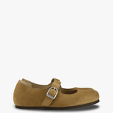 Tan shoes, side view
