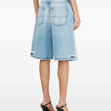 Blue shorts worn by a person, showing the shorts fit