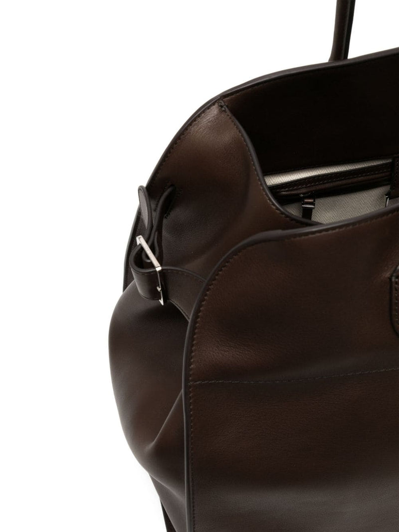 Soft Margaux 17 Leather Tote Bag in Brown - The Row