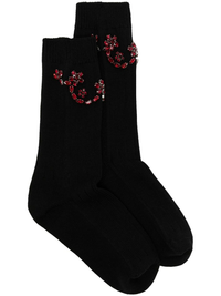SIMONE ROCHA Women Ankle Ribbed Socks W/ Scallop Embellishment