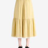 Tan skirt, full body view