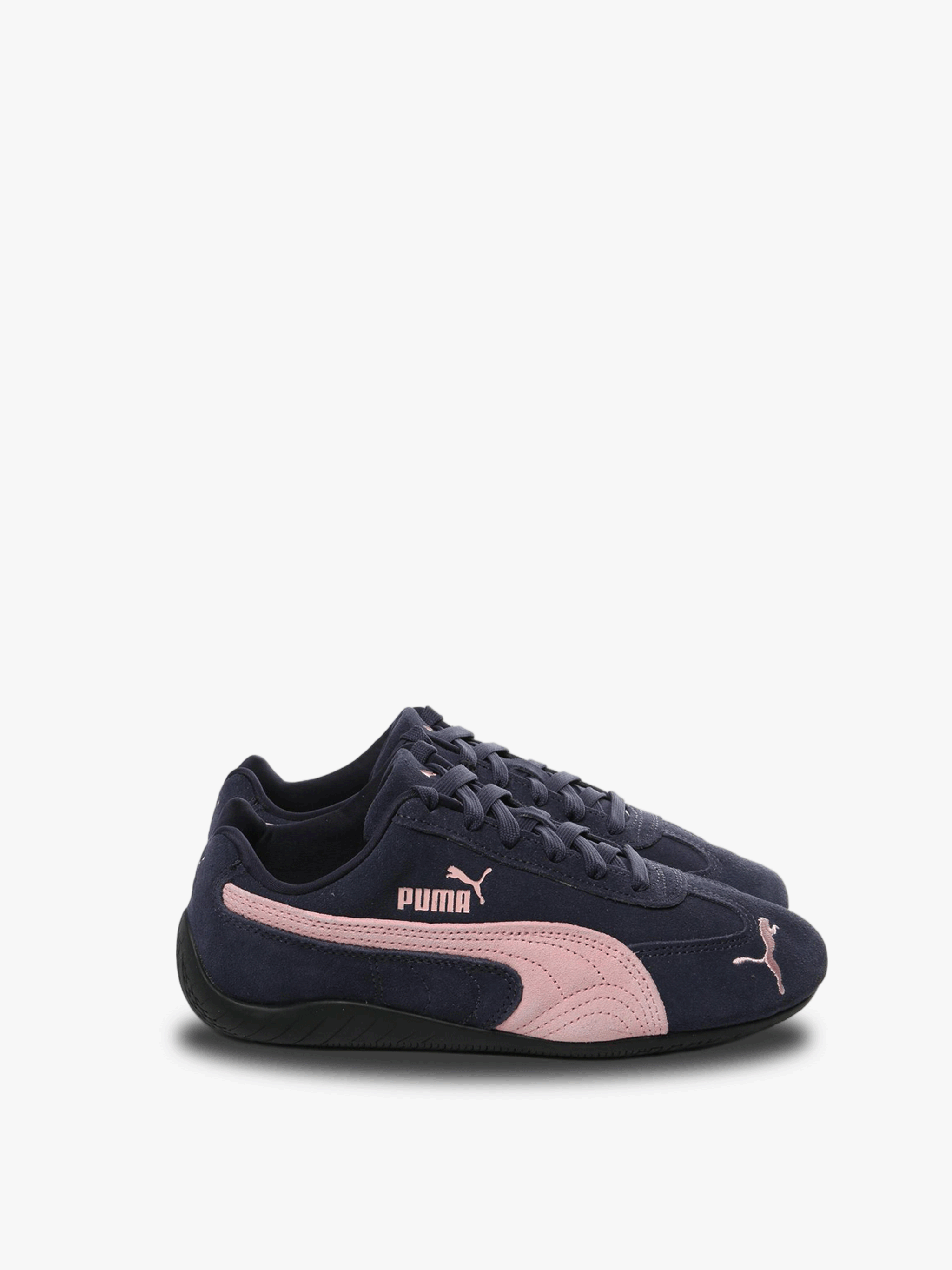 Navy and pink sneakers,front view