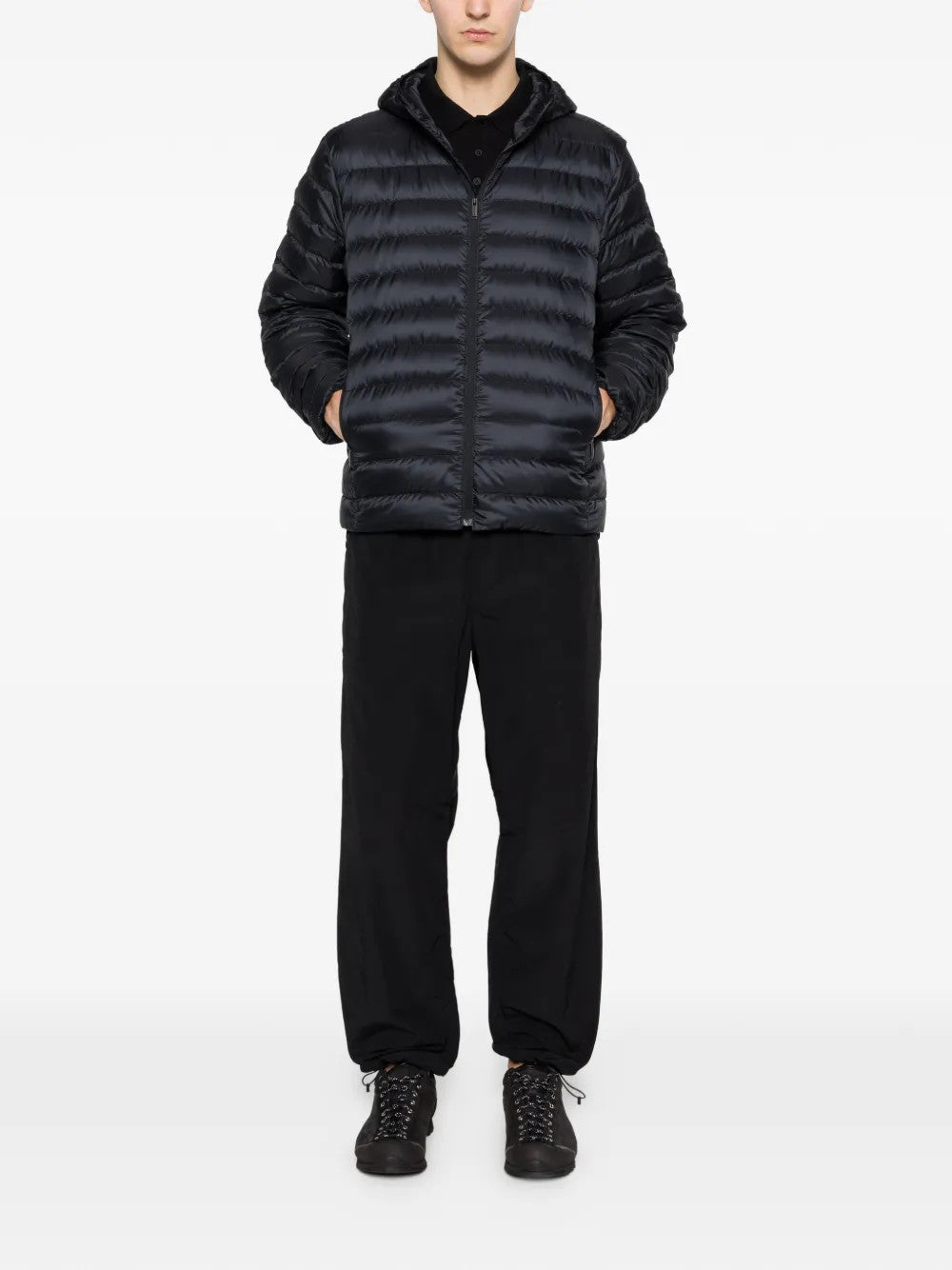 Black hoodie, full body view
