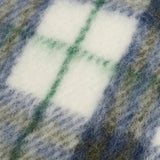 Close up of Blue scarf, showing texture of the 79% wool/ 21% polyamide fabric