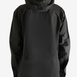 Black jacket worn by person, showing the jacket's fit