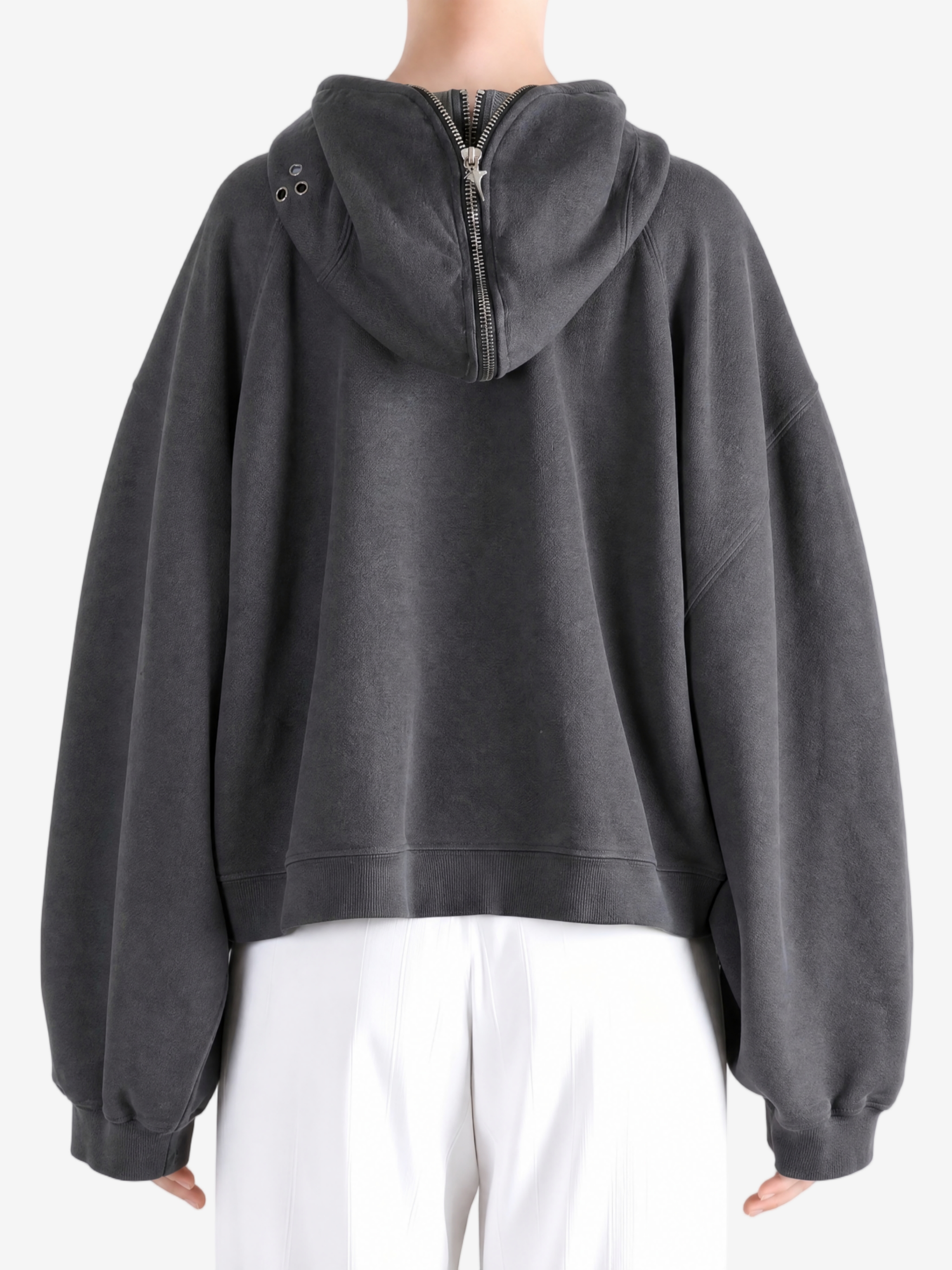 Grey hoodie, full body view