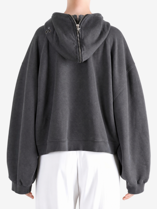 Grey hoodie, full body view