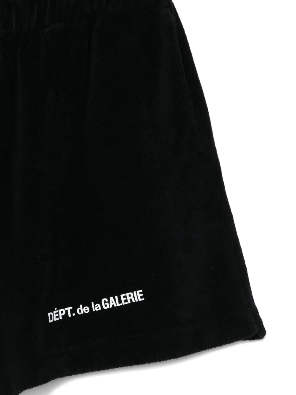 Close up of Black shorts, showing texture of the 100% cotton fabric