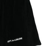 Close up of Black shorts, showing texture of the 100% cotton fabric