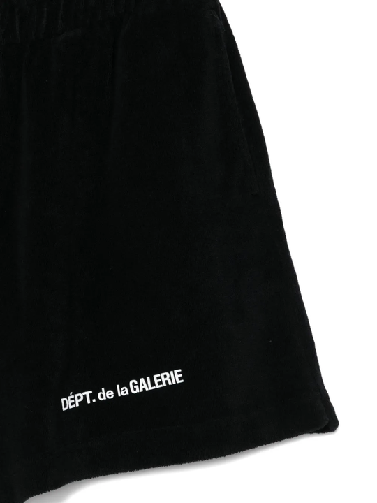 Close up of Black shorts, showing texture of the 100% cotton fabric