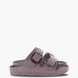 Purple sandals, side view