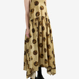 Tan dress, full body view