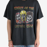 Black t-shirt worn by a person, showing the t-shirt's fit