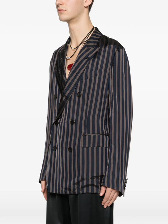 Navy jackets-coats worn by a person, showing the jackets-coats's fit