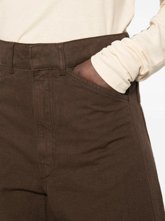 Brown pants worn by a person, showing the pants fit