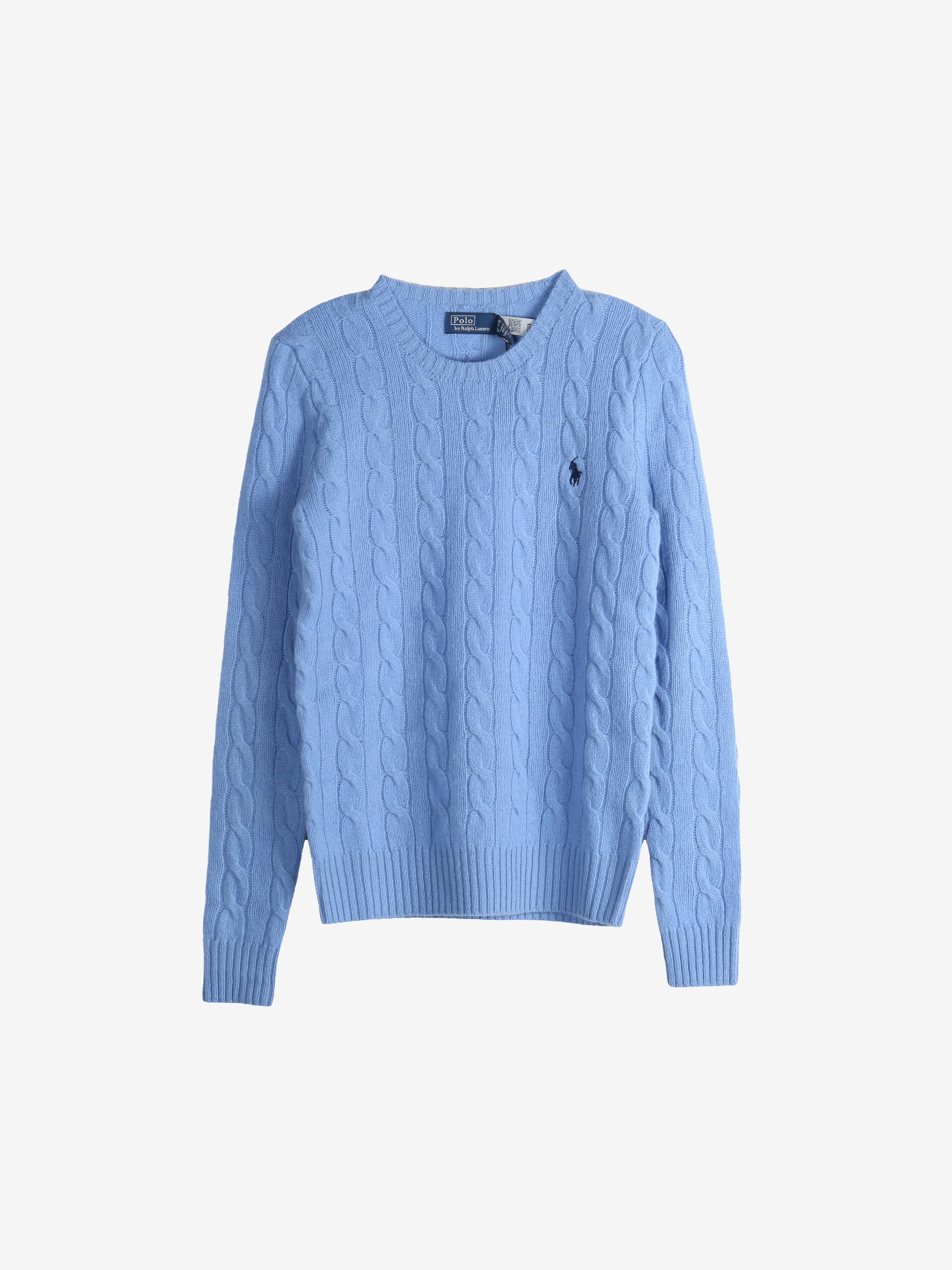 Blue knitwear, front view