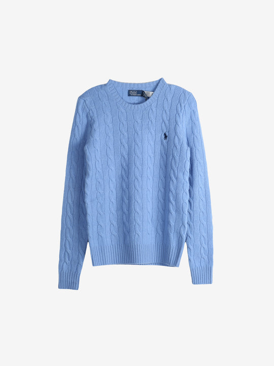 Blue knitwear, front view