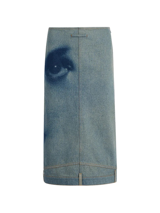 Blue skirt, front view
