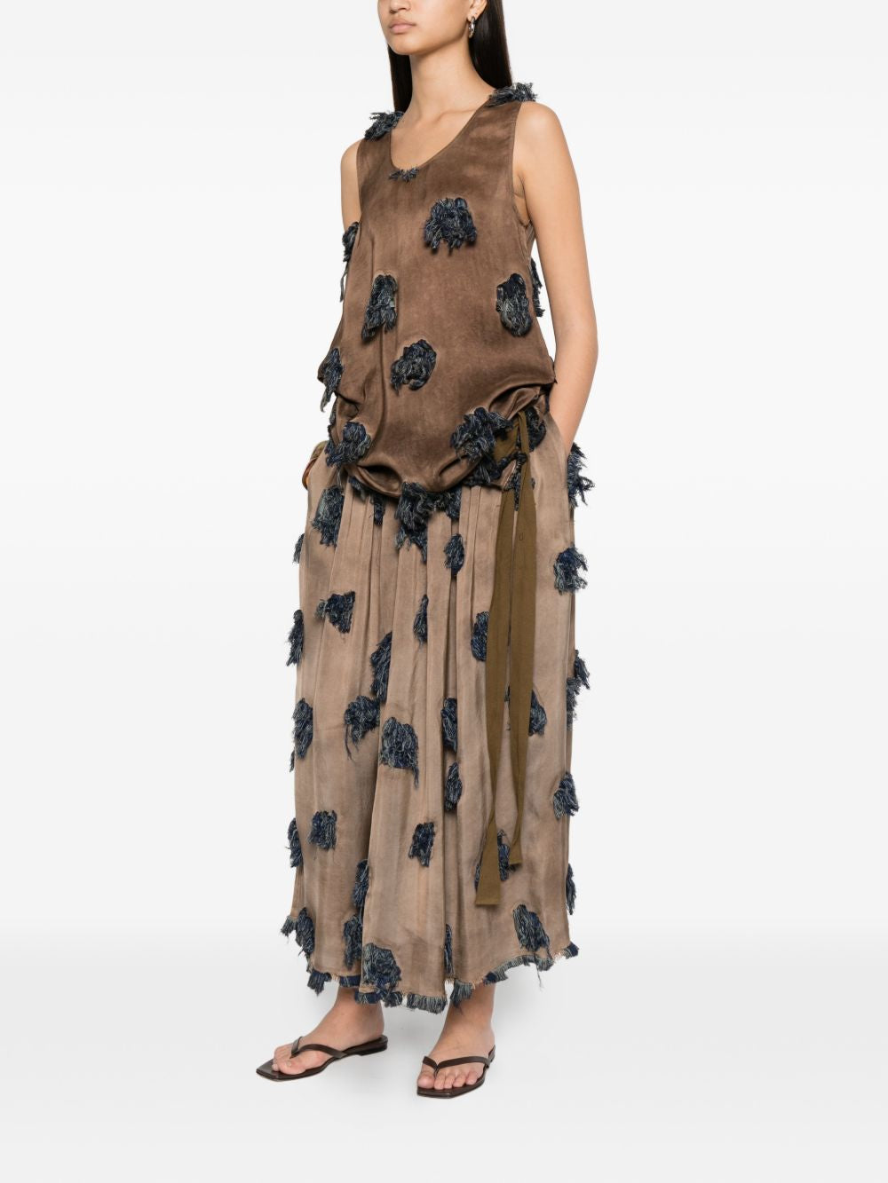 Brown skirt, full body view