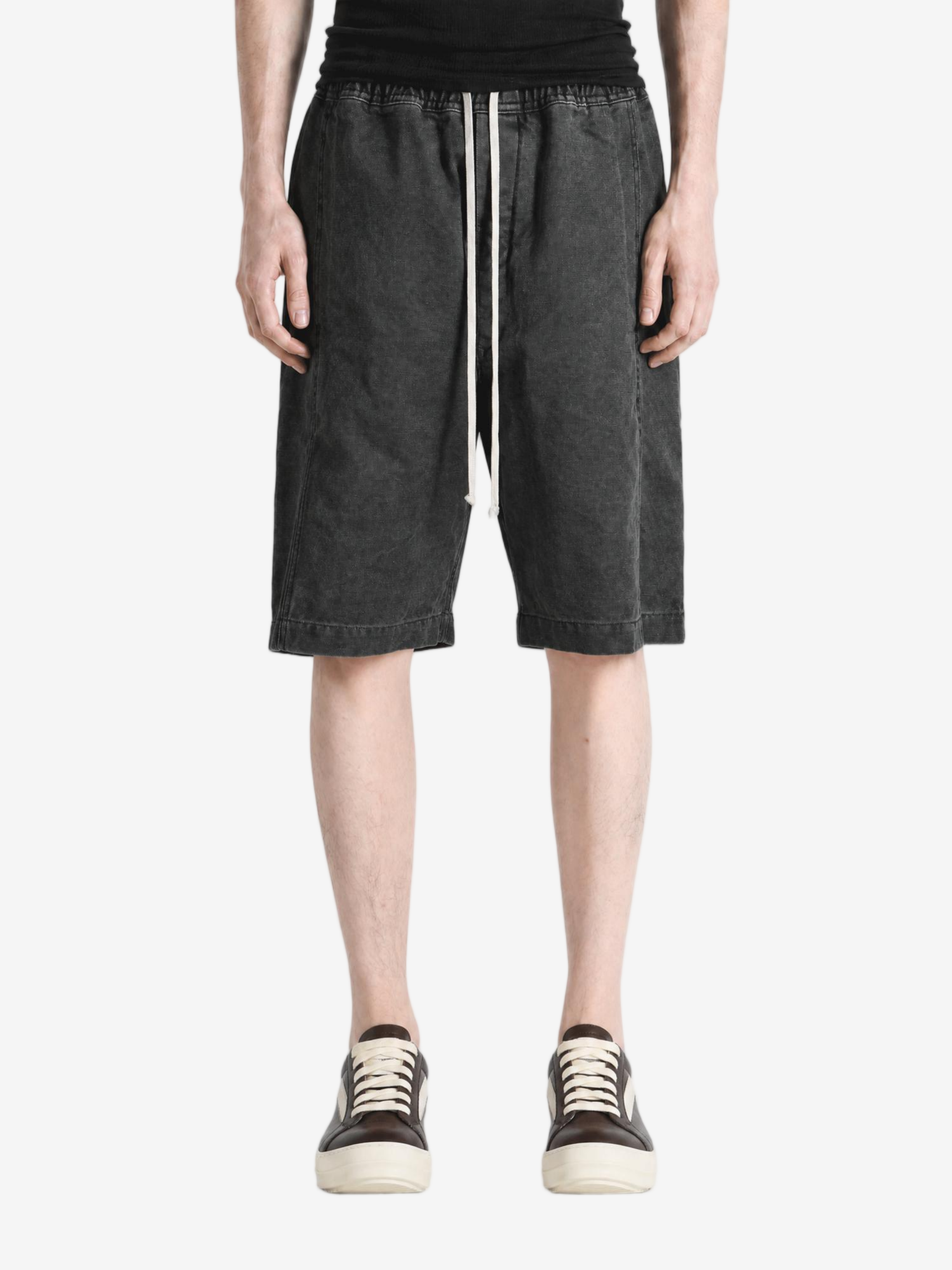 Black shorts, full body view