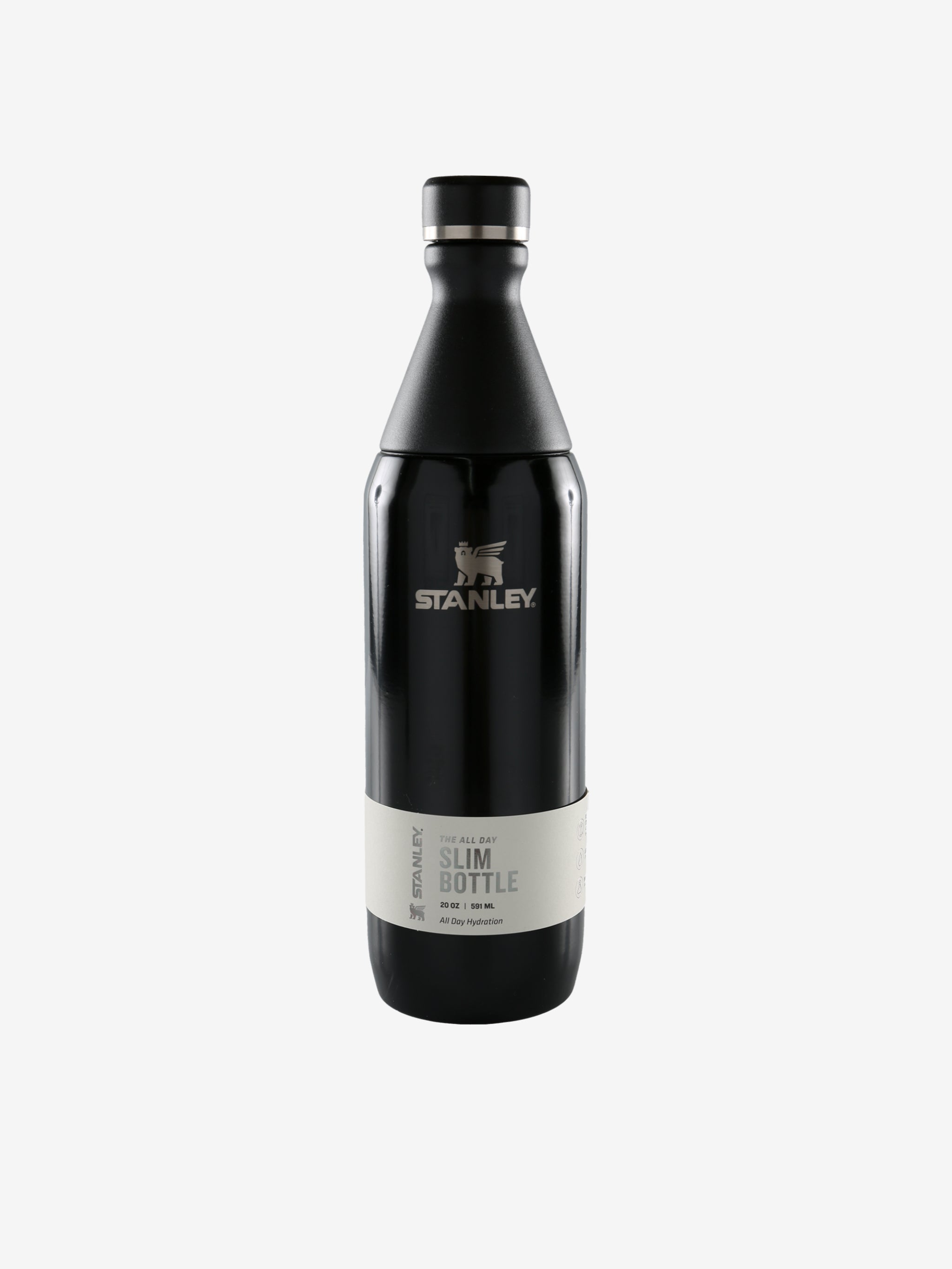 Black bottle, front view