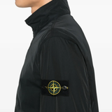 Close up of black jacket,showing texture of the cotton fabric