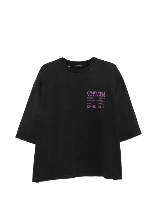 black t-shirt, front view