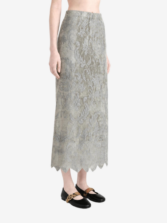 Grey skirt, full body view