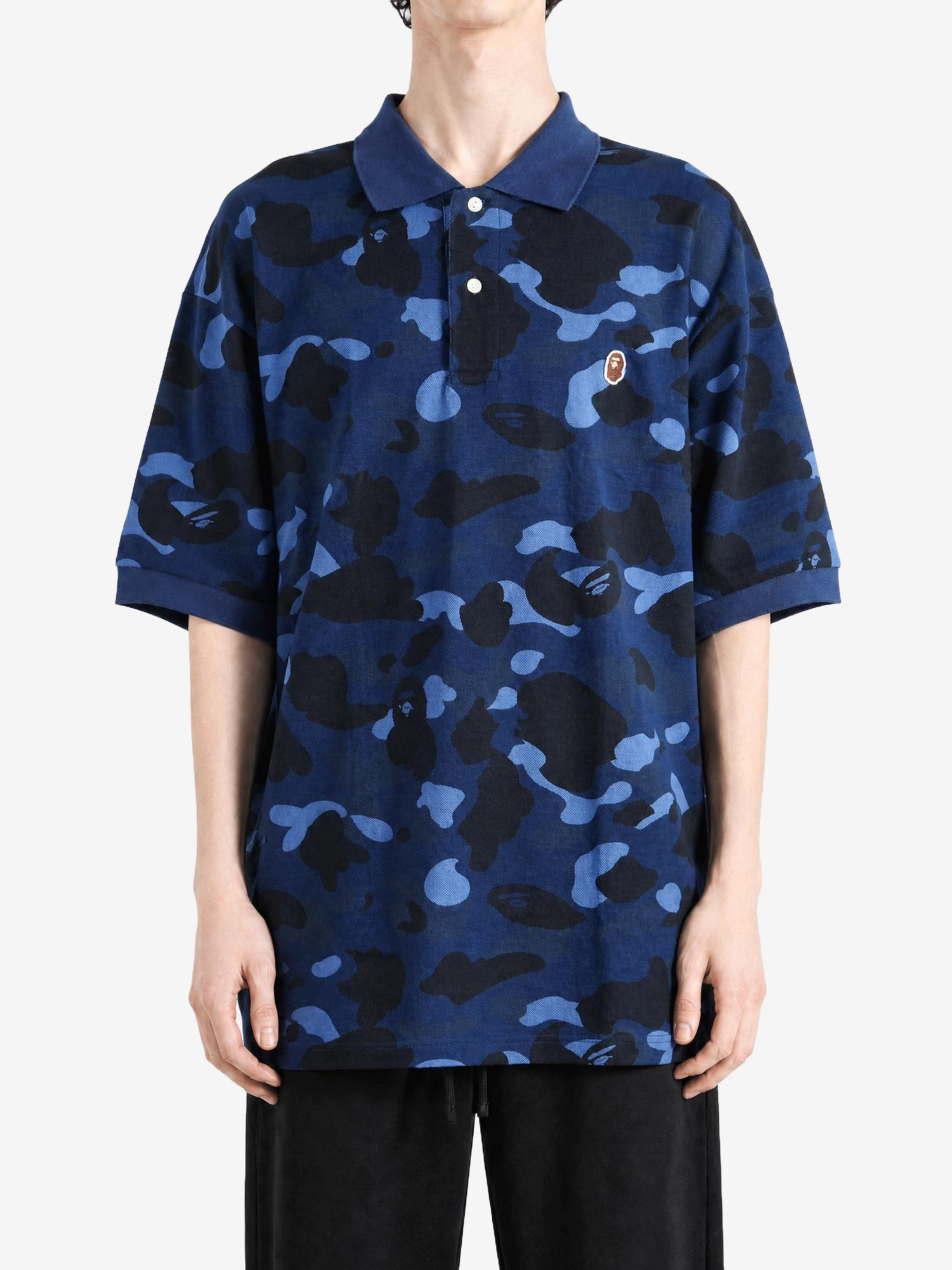 Navy t-shirt, full body view