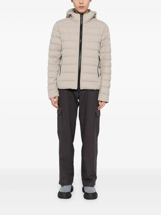 Tan hoodie, full body view