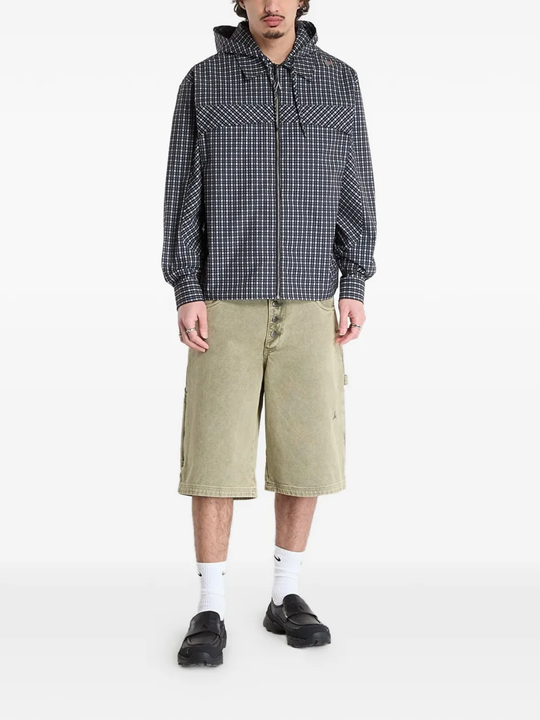 Green shorts, full body view