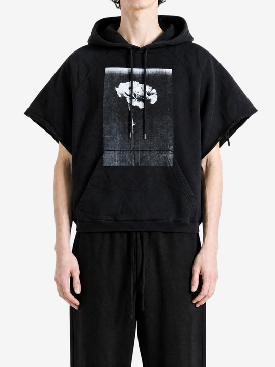 Black hoodie, full body view