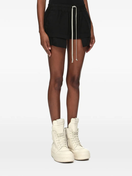 Black shorts, full body view