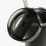 Close up of black home, showing texture of the stainless steel fabric