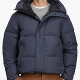 Navy jacket, front view