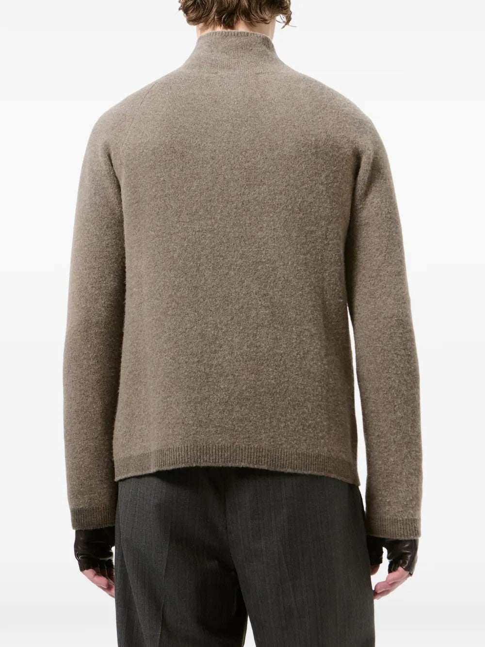 Brown knitwear, full body view